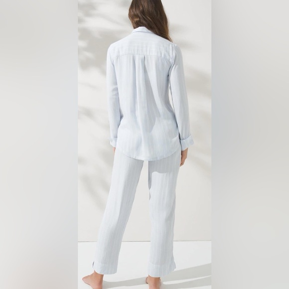 NWT Soma 100% Rayon Challis Blue and White Stripe Pajama Set - Picture 2 of 16